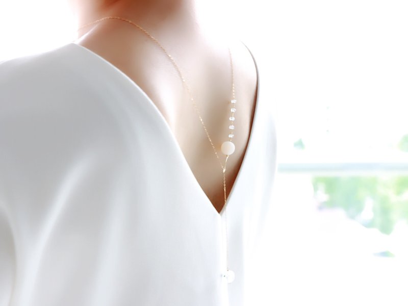 14 kgf - 2 way backwards necklace - 项链 - 宝石 白色