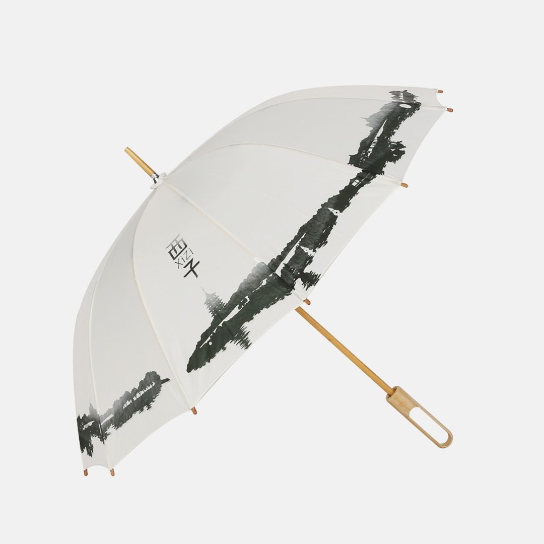 竹语 |西子款 中国西湖文化伞 手工竹制长柄雨伞、 - 雨伞/雨衣 - 竹 白色