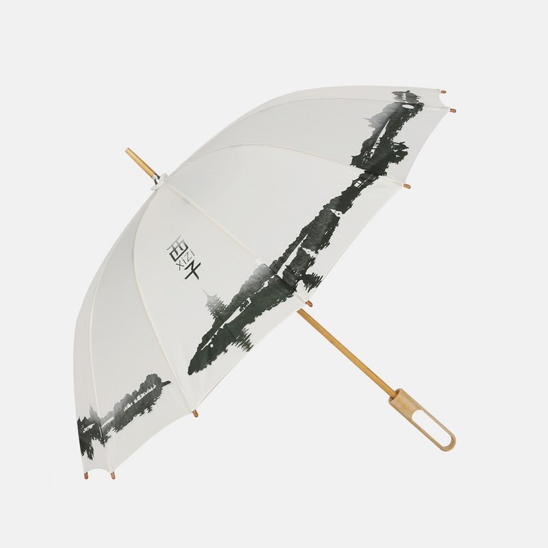 竹语 |西子款 中国西湖文化伞 手工竹制长柄雨伞、 - 雨伞/雨衣 - 竹 白色