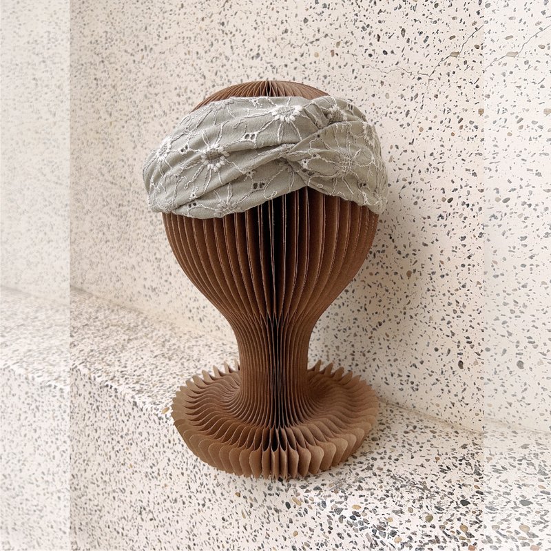 刺绣镂空松紧带宽发带 日本直购布料 - 发带/发箍 - 棉．麻 绿色