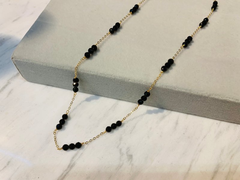 黑尖晶石颈链 - 项链 - 宝石 黑色