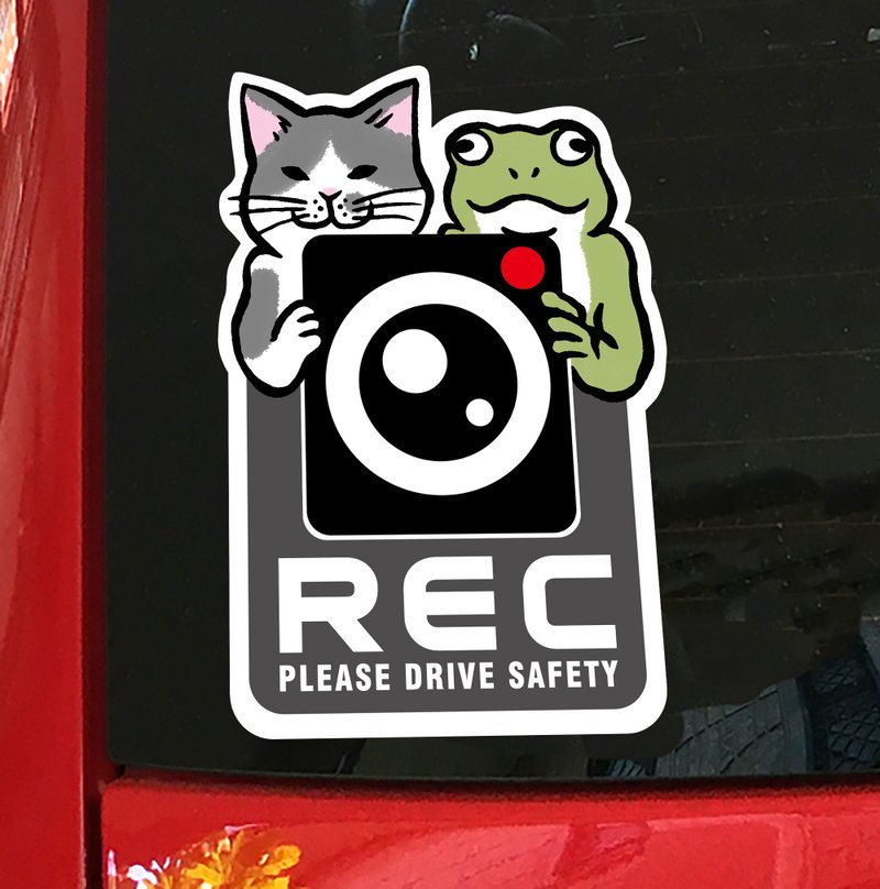 猫咪与青蛙行车记录器贴纸 - 贴纸 - 其他材质 