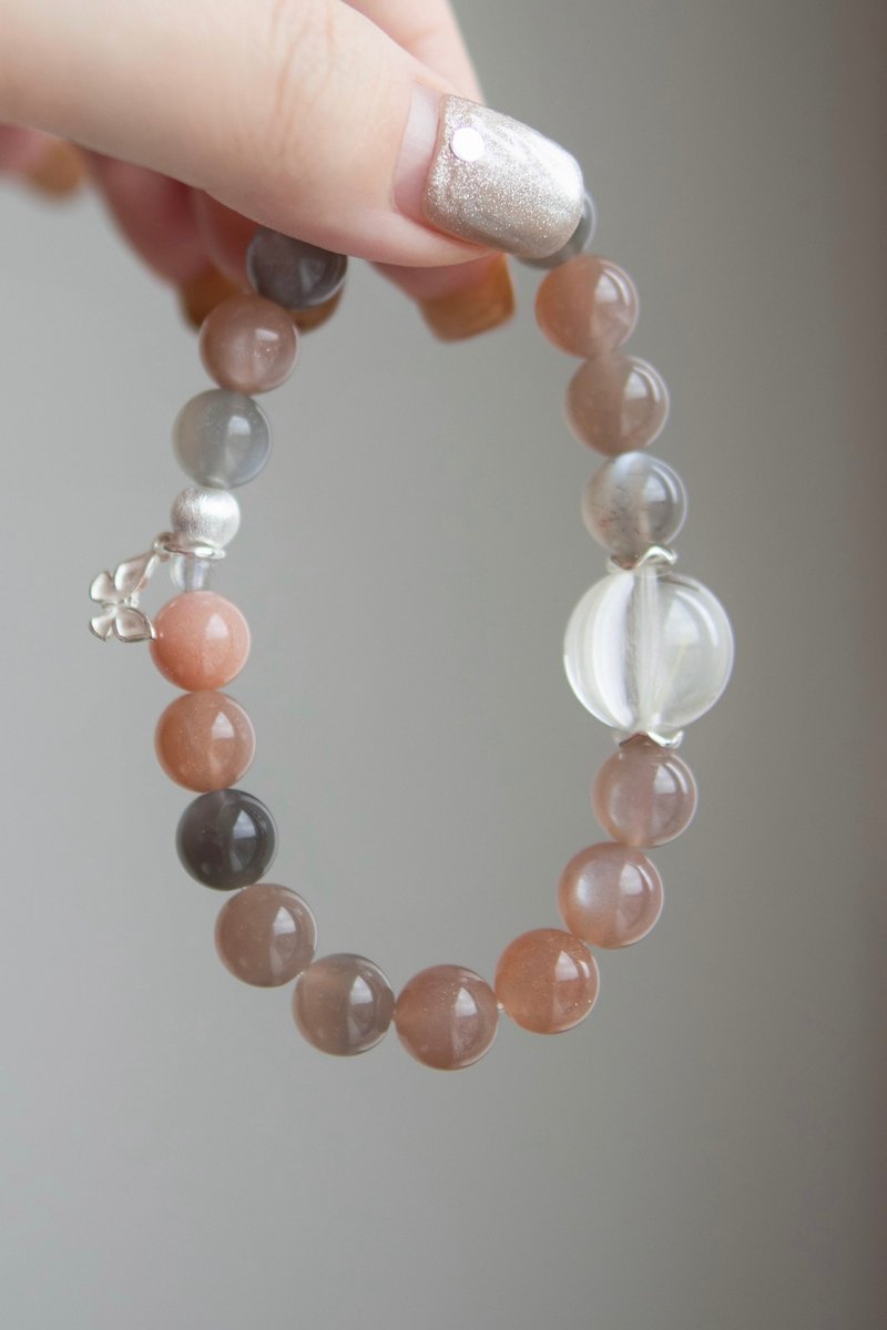 彩月光石+兔毛水晶+小蝴蝶 手链 - 手链/手环 - 水晶 