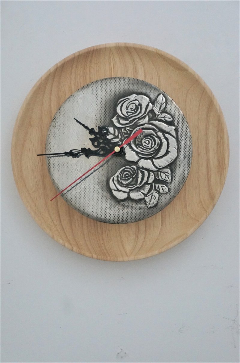 锡雕 我爱你 I LOVE YOU玫瑰花 时钟 - 时钟/闹钟 - 其他材质 银色