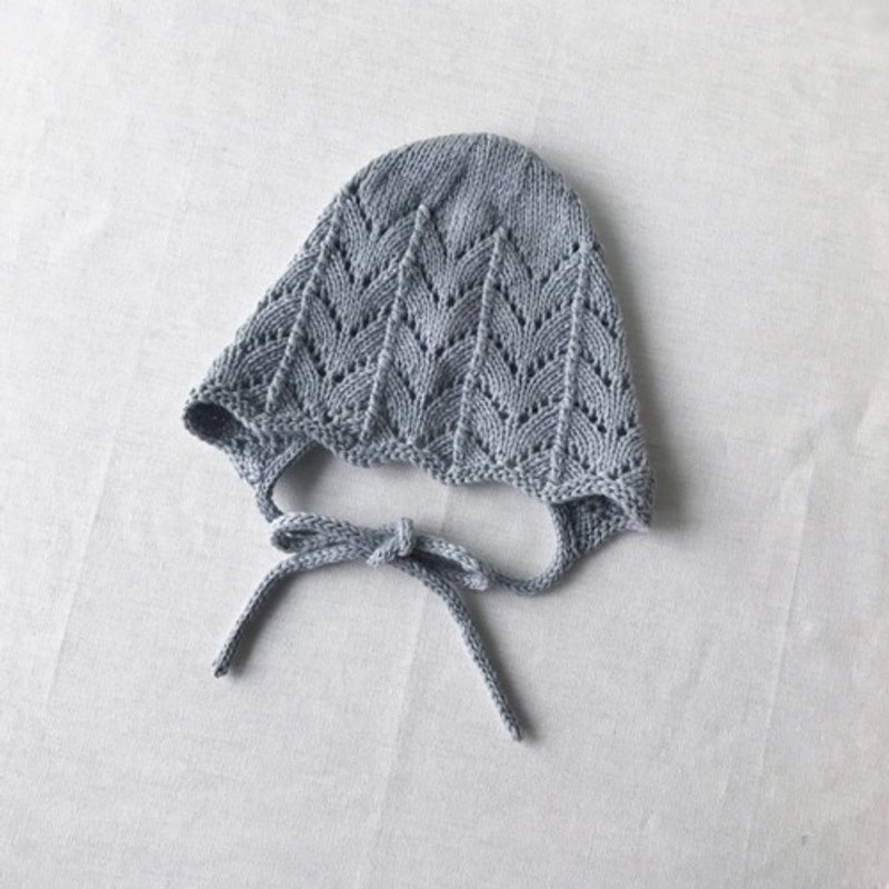 手工编织婴儿帽 6M ~ 100%蓝羊毛 - 童装礼服/连衣裙 - 其他材质 