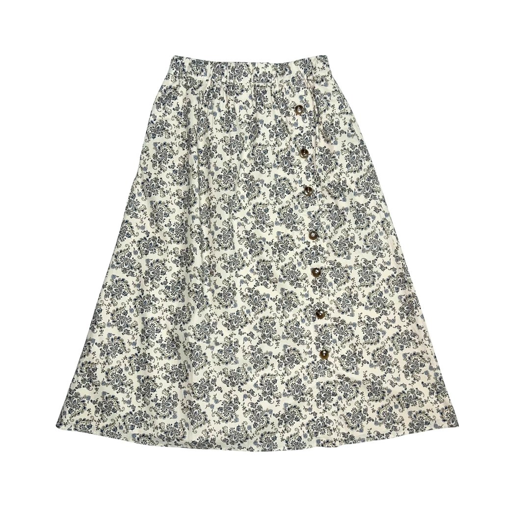 Women's Paisley Print Skirt 女装佩斯利长裙 - 白色 - 裙子 - 棉 绿色