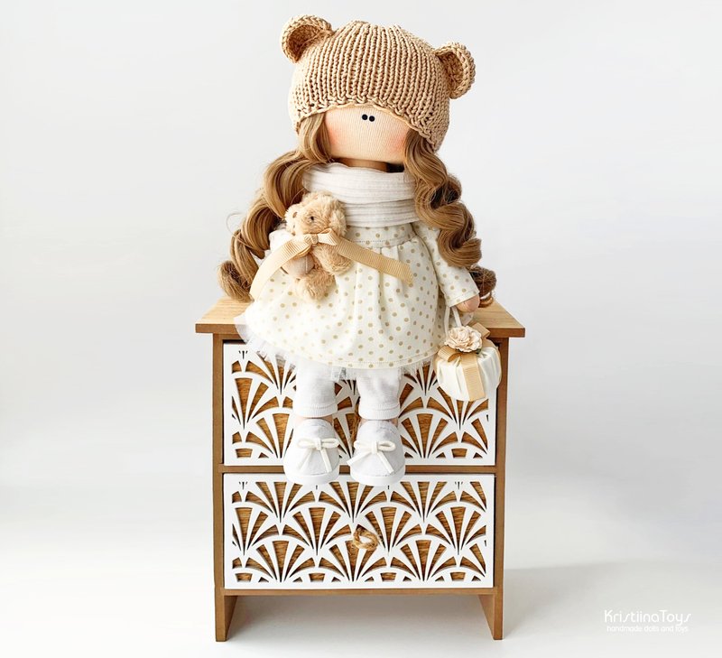 Handmade Tilda doll angel. Textile doll. Rag doll. Interior doll. Gift for mom. - 玩偶/公仔 - 其他材质 金色