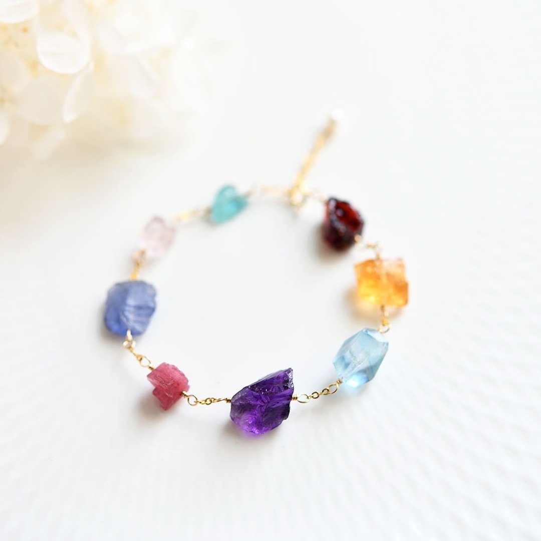 9 kinds of natural stone bracelet amethyst citrine tourmaline garnet apatite tanzanite rose quartz .... - 手链/手环 - 宝石 多色