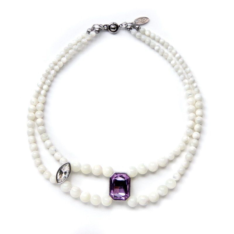 KDNP Lux Pearl with Gems Necklace_Violet - 项链 - 其他材质 紫色