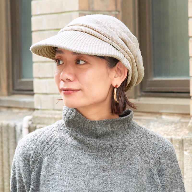 有机棉针织遮阳帽 缎带可调 温暖冬季女帽 - 帽子 - 棉．麻 