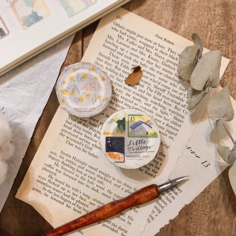 纸胶带套组 | 小镇采集邮票+周间花 (加赠出血卷*1) - 纸胶带 - 纸 