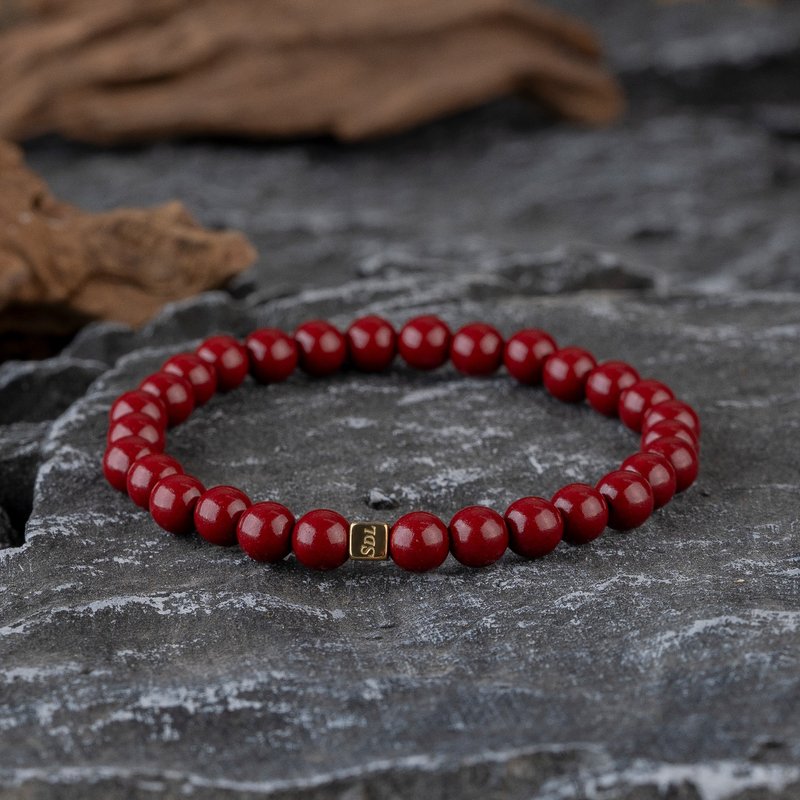 朱砂 | 天然能量水晶手串 | 6-6.5mm D17203 - 手链/手环 - 水晶 红色