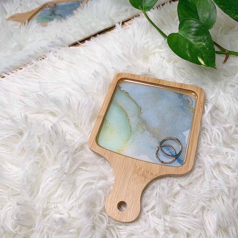 居家生活 木制饰品盘 置物盘 独一无二/酒精墨水艺术 - 收纳用品 - 木头 蓝色