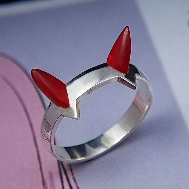 【提摩爷爷工坊】DARLING in the FRANXX  ZERO TWO 925 纯银戒 - 戒指 - 纯银 红色