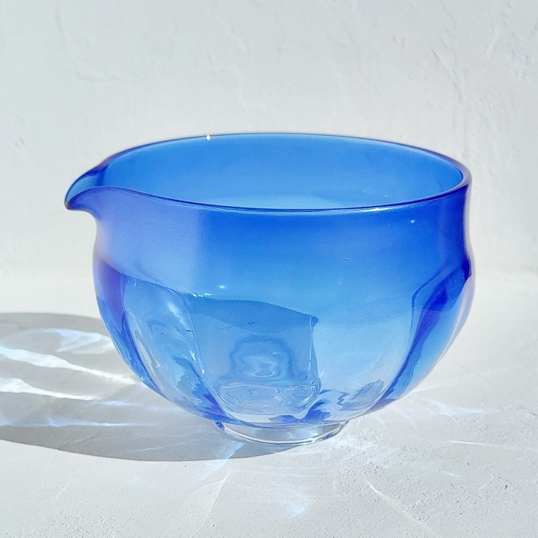 玻璃抹茶碗、抹茶碗、光泽、注水抹茶碗、蓝色 / 可用热水、附礼盒 - 碗 - 玻璃 蓝色