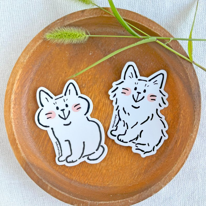 贴纸 — 白猫 - 贴纸 - 防水材质 白色