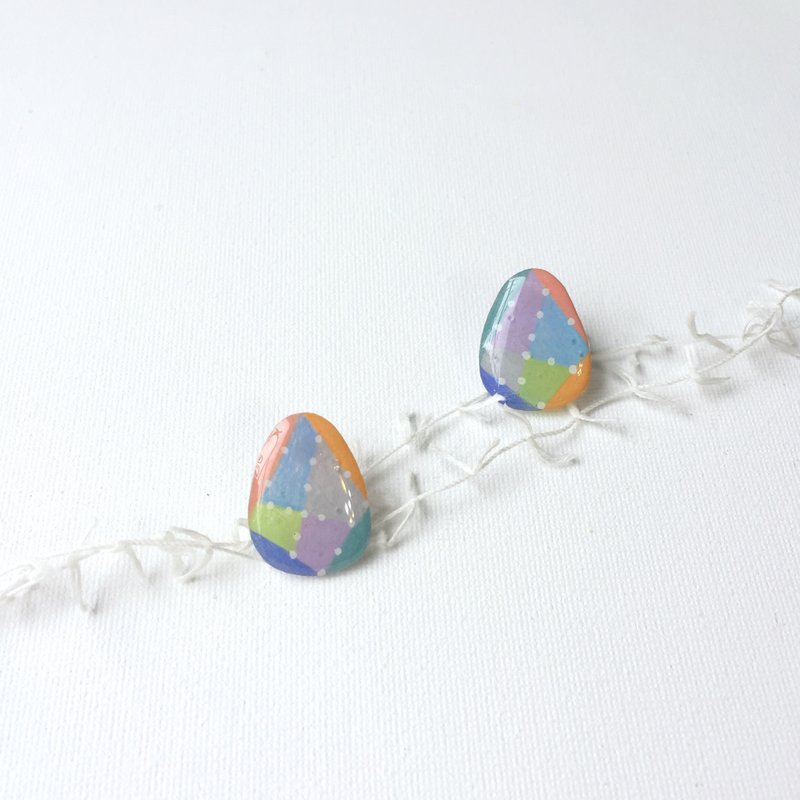 八色蛋夹式/针式耳环 - 耳环/耳夹 - 树脂 多色