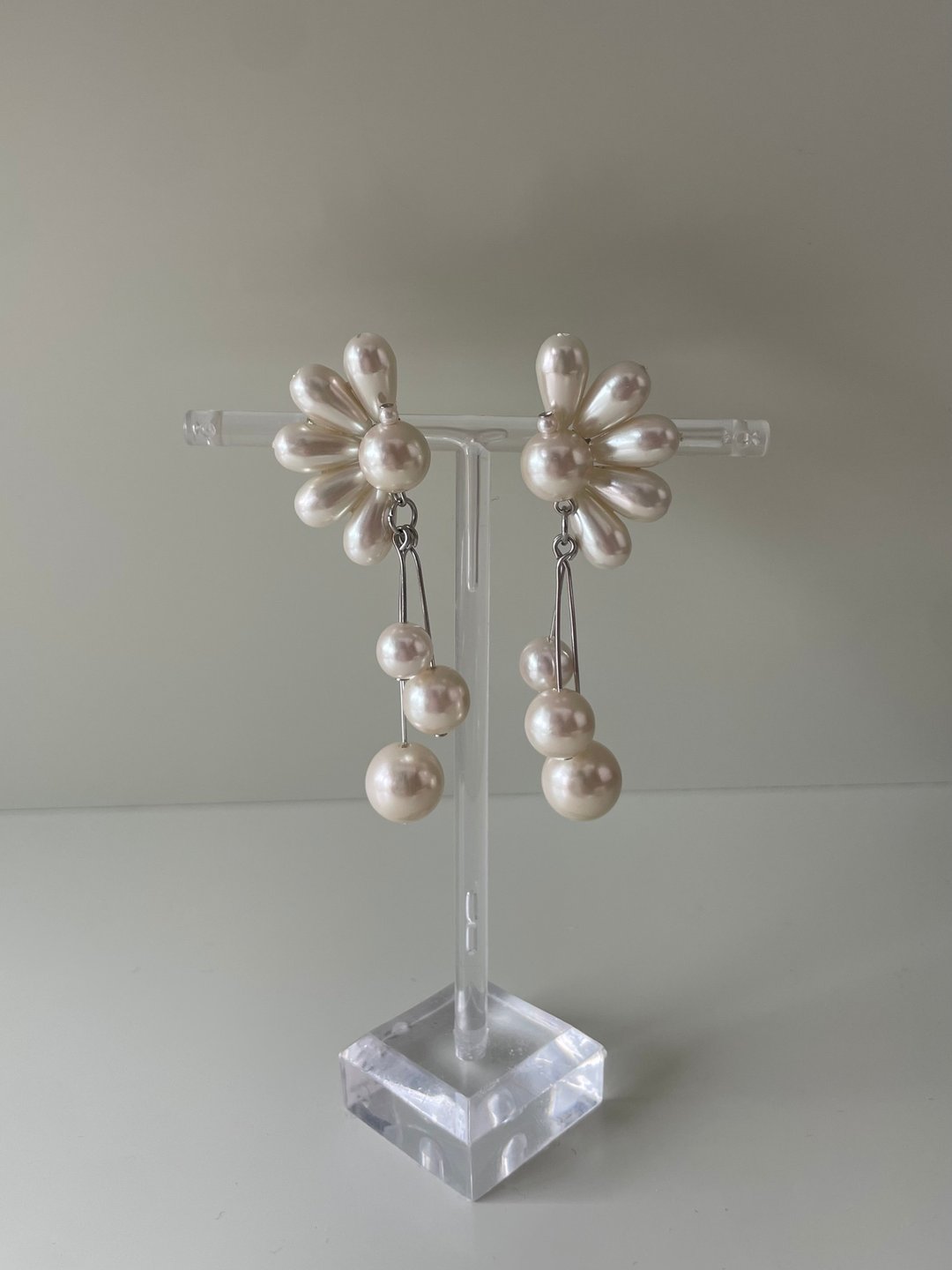 half flower ball pierce - 耳环/耳夹 - 其他材质 