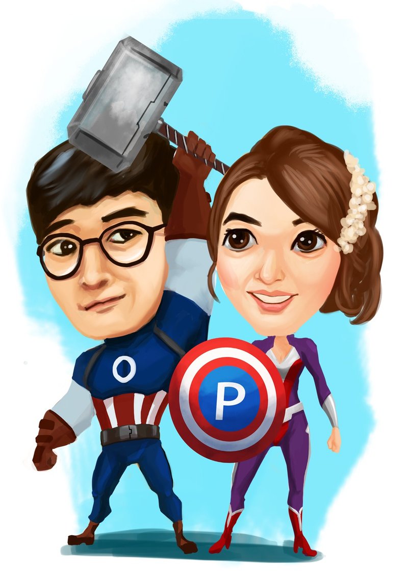 定制似颜绘 | 人像插画 结婚礼物 情侣纪念 (电子档/无框画) - 订制画像 - 其他材质 