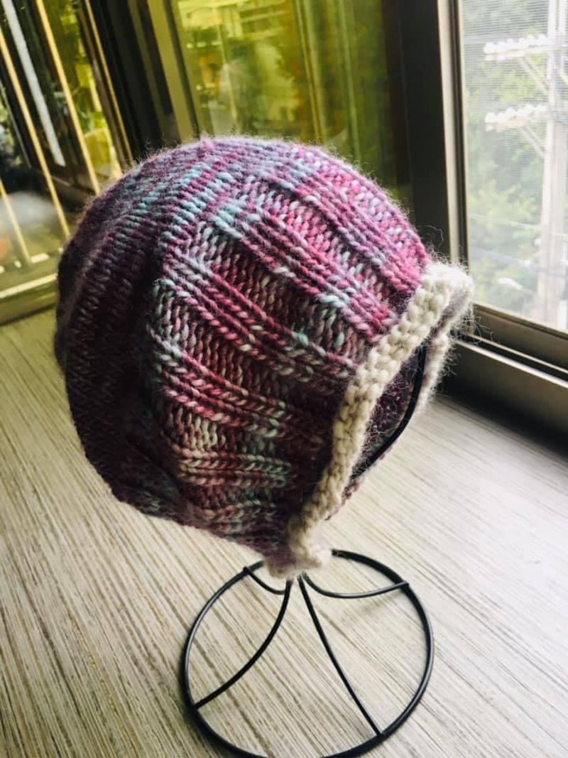革物制织丨手织蚕丝美丽诺毛帽丨蓝蓝紫红 - 帽子 - 羊毛 