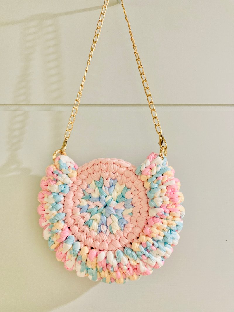 手工编织小贝壳包 - 零钱包 - 聚酯纤维 粉红色