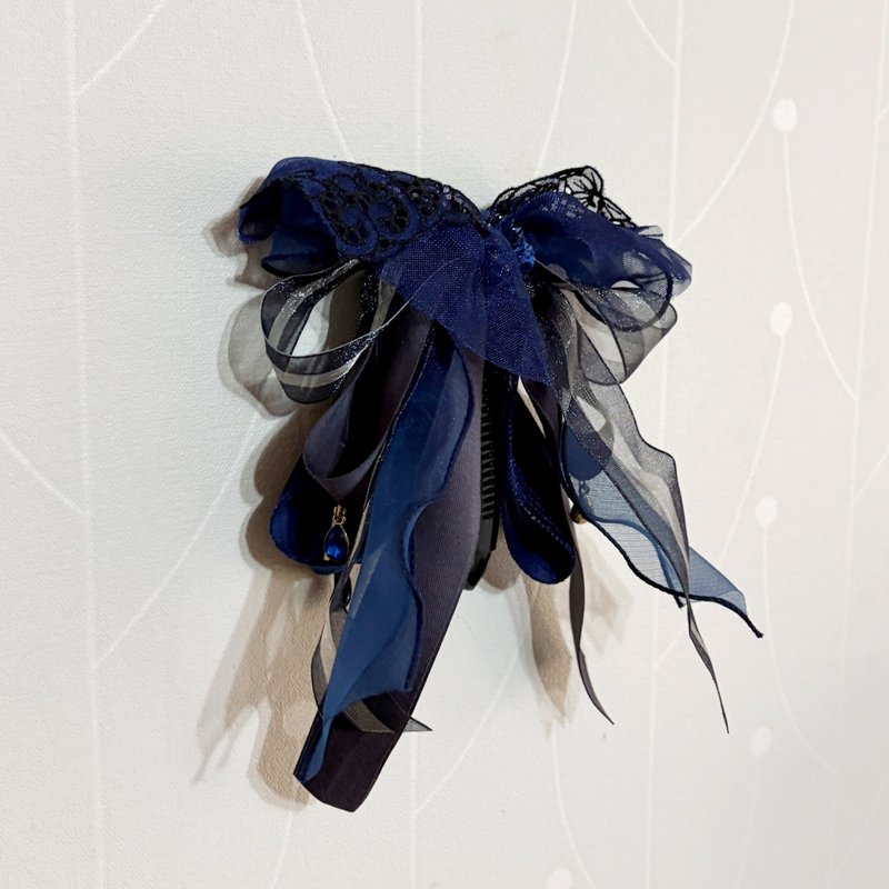 法式蕾丝仙女夹鲨鱼夹香蕉夹 弹簧夹 发叉 发圈 大肠圈发夹抓夹 - 发饰 - 其他材质 蓝色