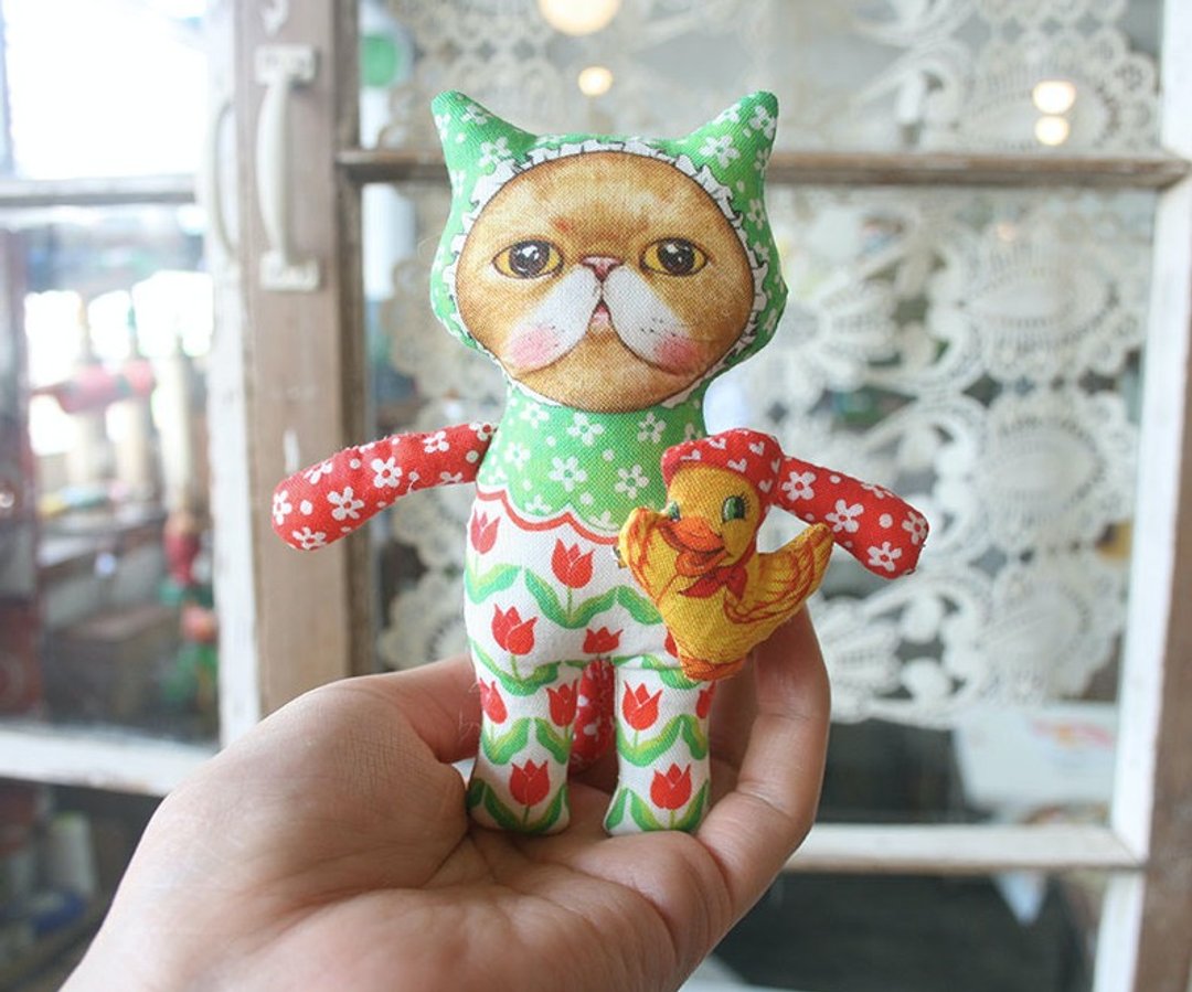 Uncle Cat 猫咪玩偶DIY组 - 迷你小鸭 - 编织/刺绣/羊毛毡/裁缝 - 棉．麻 绿色