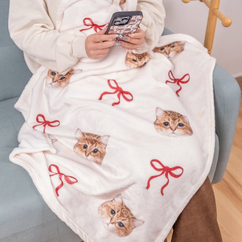 宠物彩绘定制化 | 红色蝴蝶结 法兰绒毛毡 - 被子/毛毯 - 其他材质 