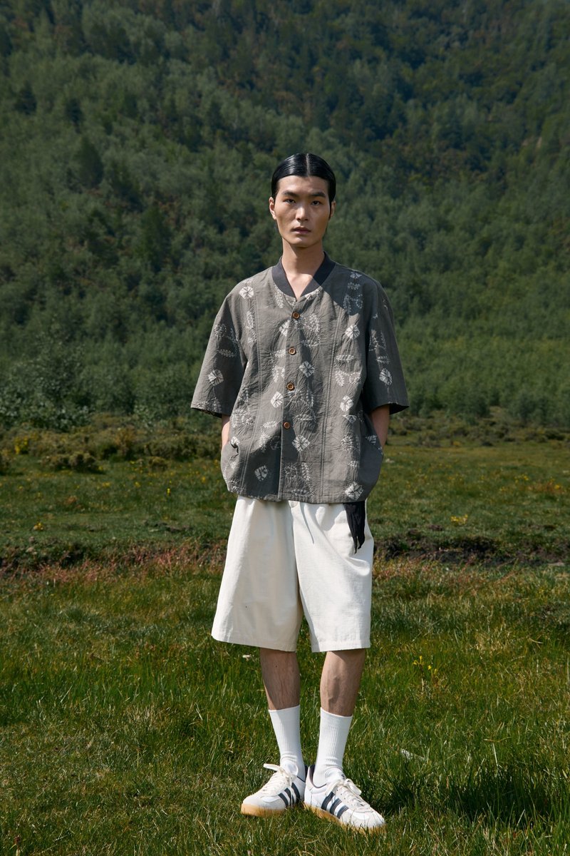 扎染短袖衬衫 - 男装衬衫 - 棉．麻 