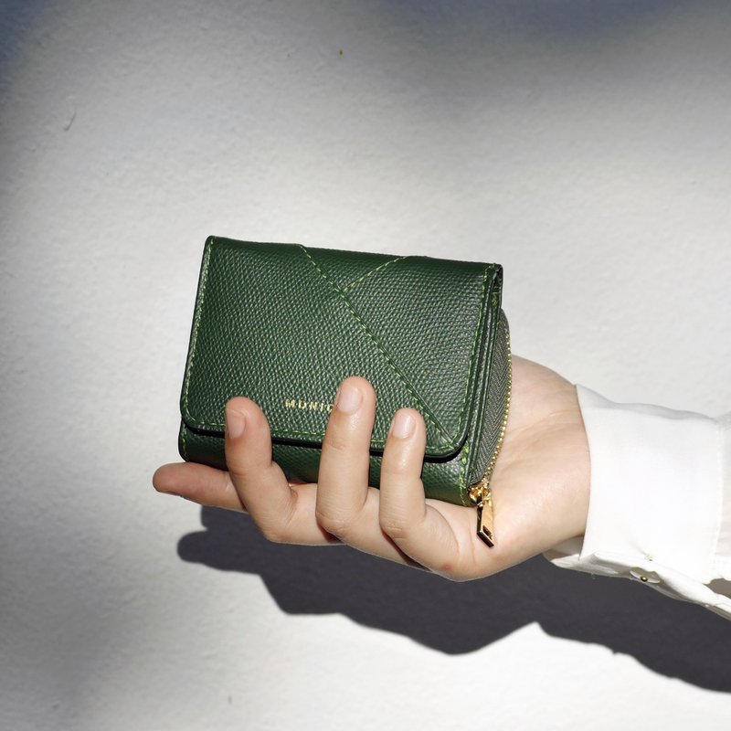 真皮短夹 Ellie Mini Wallet /绿色长夹 祖母绿色 Emerald Green - 皮夹/钱包 - 真皮 绿色