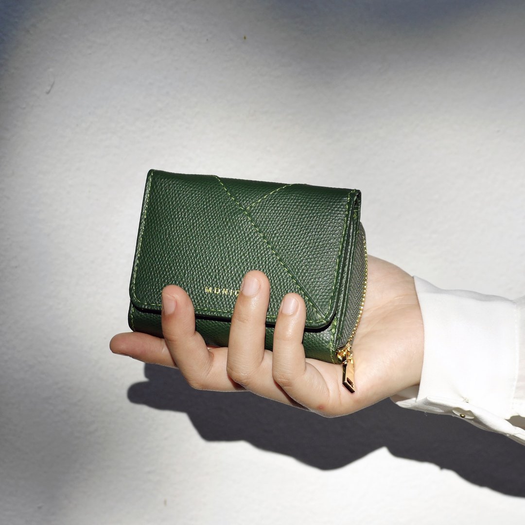 真皮短夹 Ellie Mini Wallet /绿色长夹 祖母绿色 Emerald Green - 皮夹/钱包 - 真皮 绿色