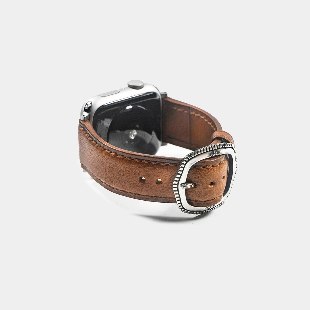 Rim Buckle Apple Watch Strap_Brown - 表带 - 真皮 黑色