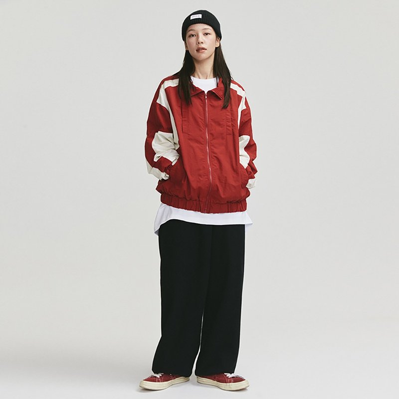 MOKACME 20FW 复古拼色运动风衣情侣装 - 男装外套 - 尼龙 红色