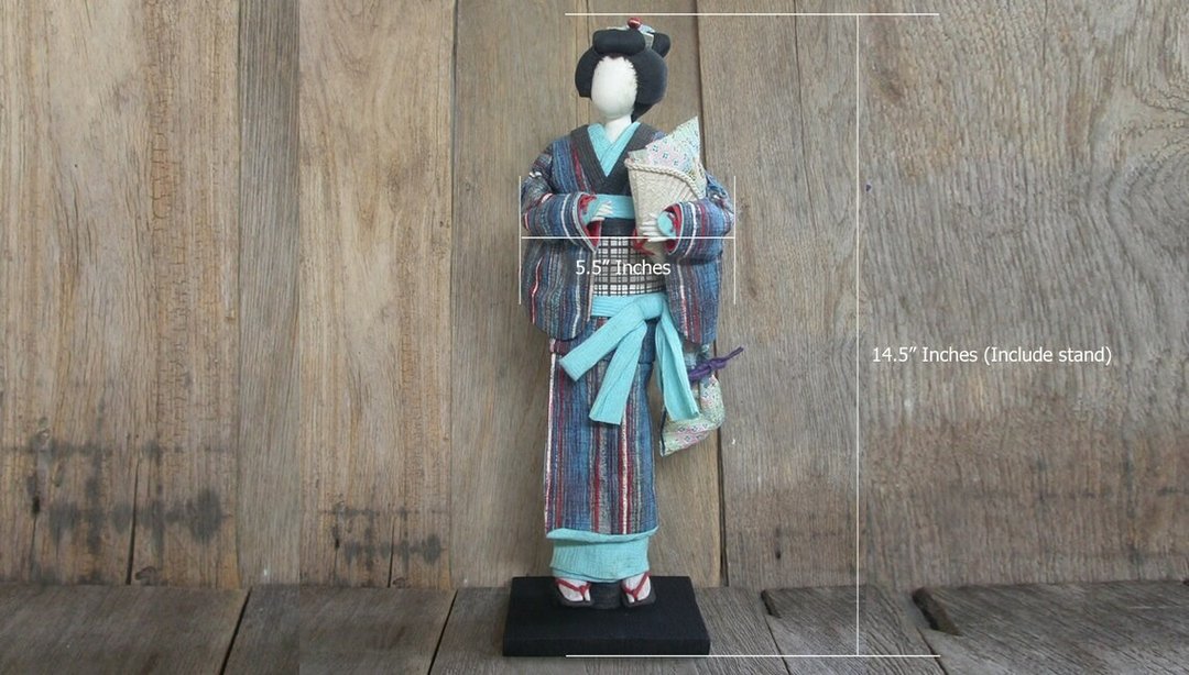 稀有的  和纸人形的艺术 日本纸工艺 日本制造的艺妓人偶 - 玩偶/公仔 - 纸 蓝色