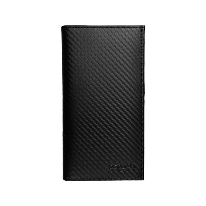 ZENDAR 限量1折 顶级小牛皮碳纤维纹18卡对开长夹 全新专柜展示品 - 皮夹/钱包 - 真皮 黑色