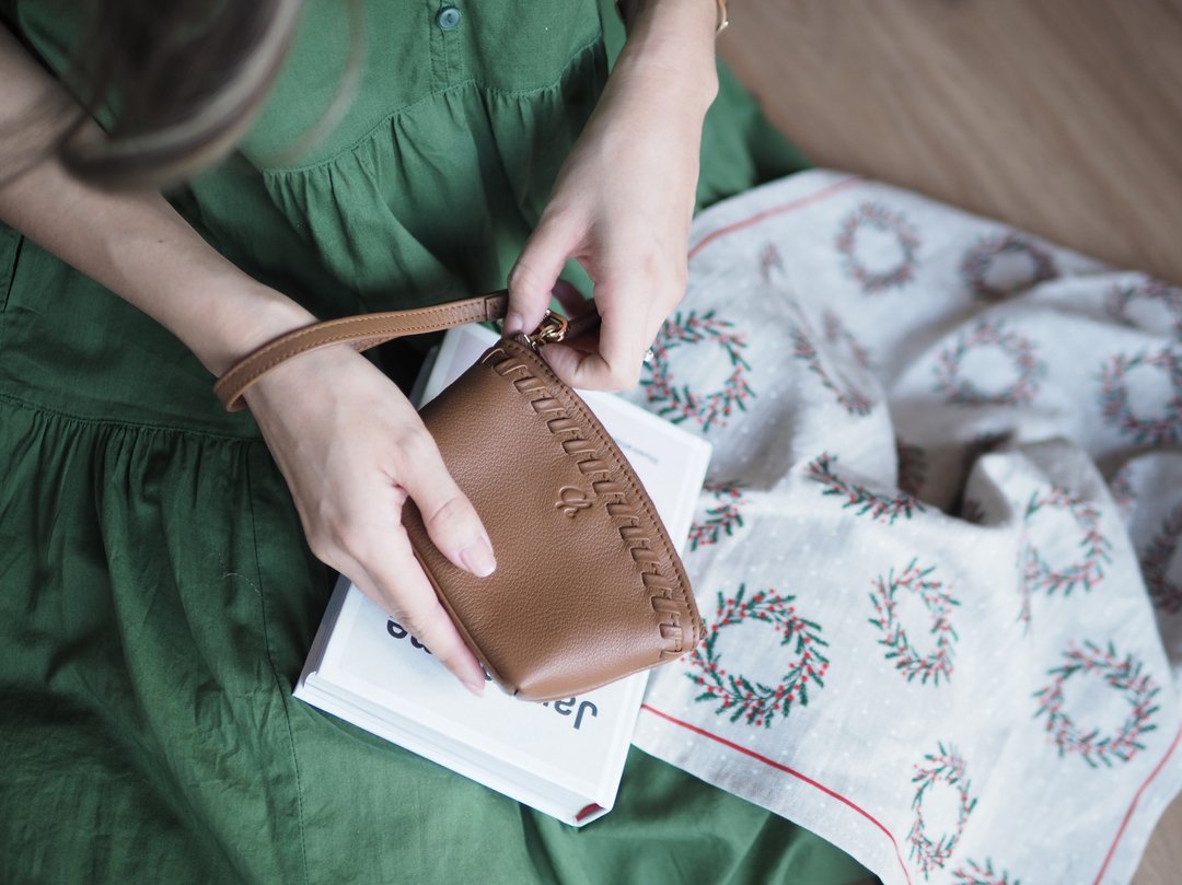 Pie (Oak brown) :  Multi-purpose bag, Leather wallet, pouch , Soft leather - 皮夹/钱包 - 真皮 咖啡色