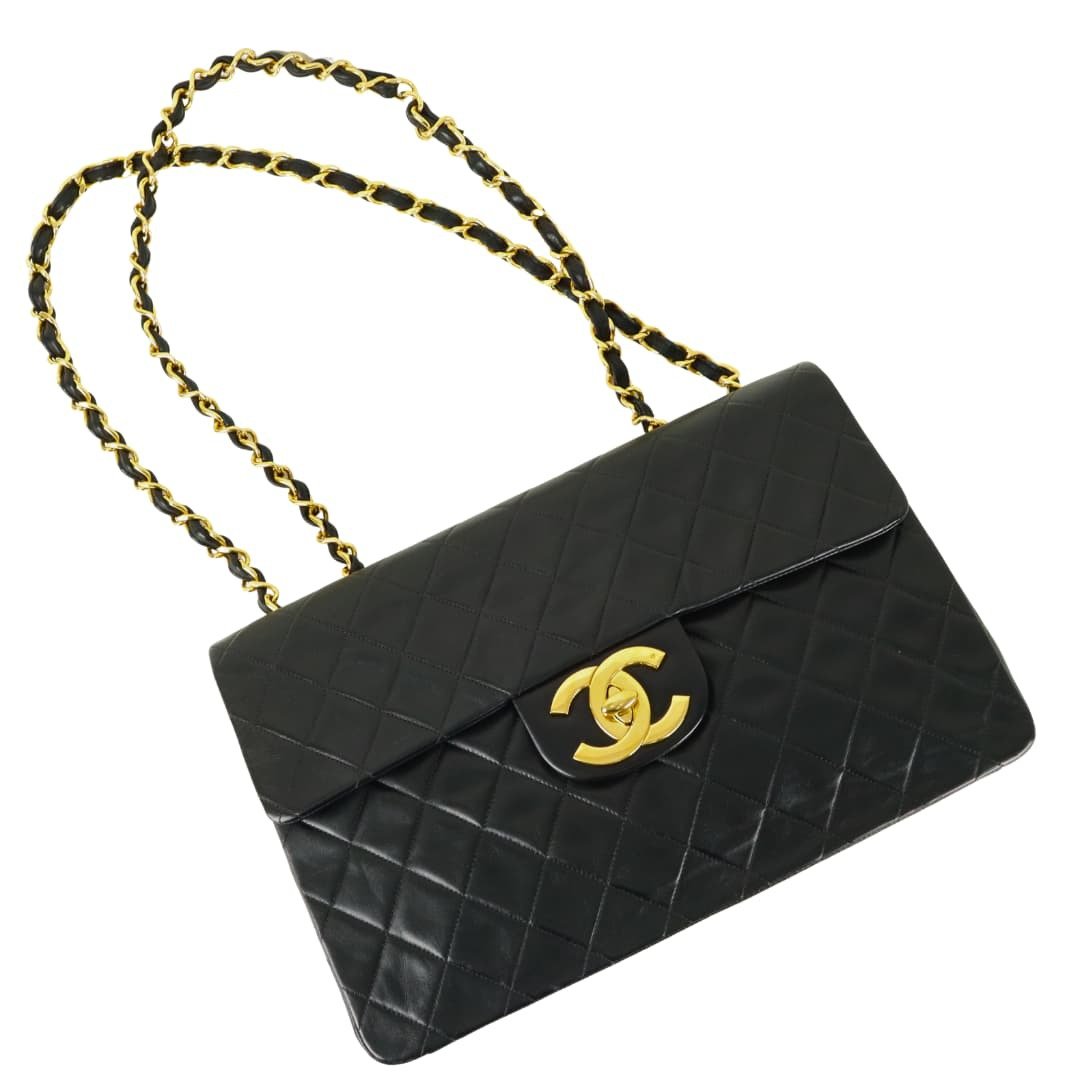 CHANEL 小羊皮 Maxi Flap 肩背包 - 01369 - 侧背包/斜挎包 - 真皮 黑色