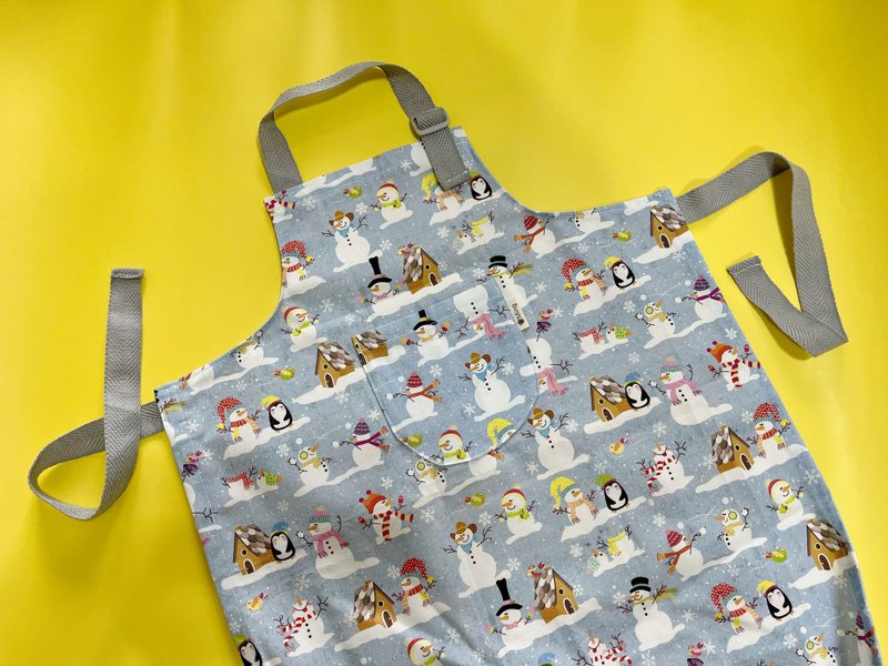 限量小雪人儿童万用围裙 - 围裙 - 棉．麻 白色