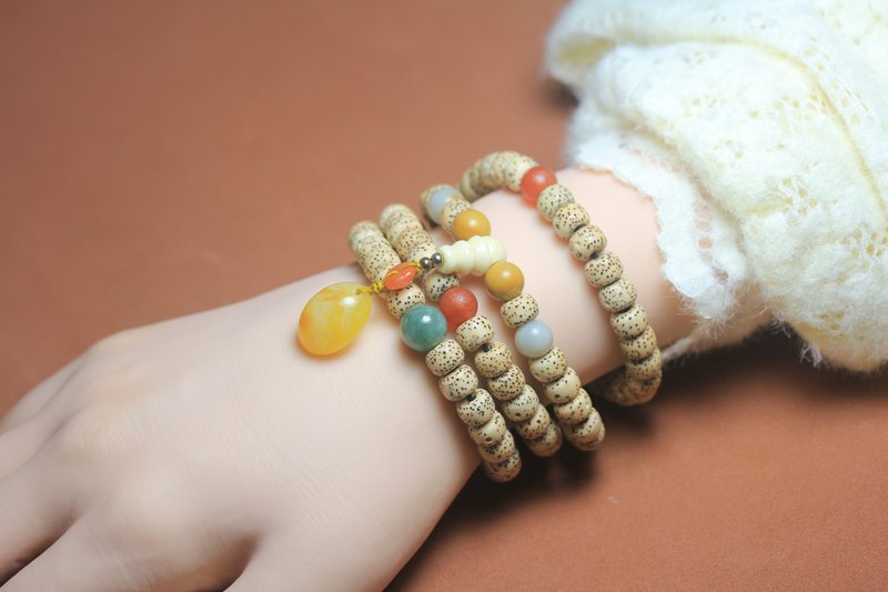 【星月菩提】手串念珠菩提子手串108颗正月佛珠手链男女配饰项链 - 手链/手环 - 木头 黄色