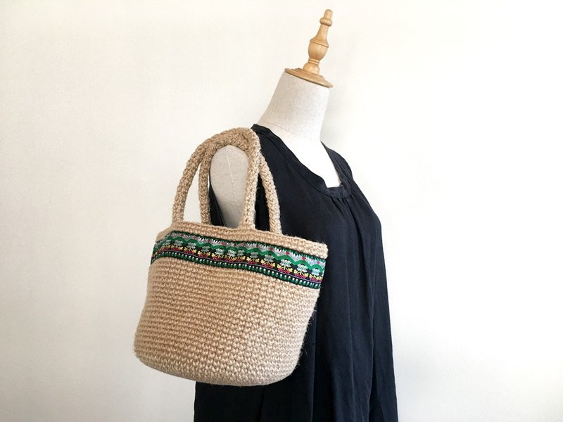 麻绳袋提洛尔胶带 - 手提包/手提袋 - 棉．麻 卡其色