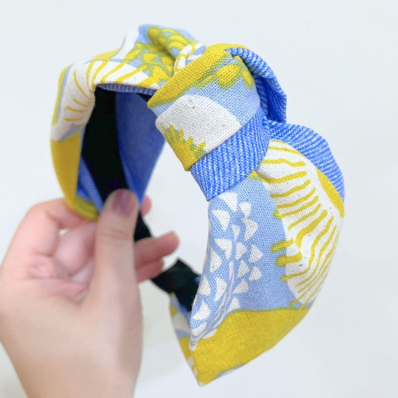 纯手工高弹力发箍 和风花绘 扭结发箍 订制高弹力发箍 - 发饰 - 棉．麻 黄色