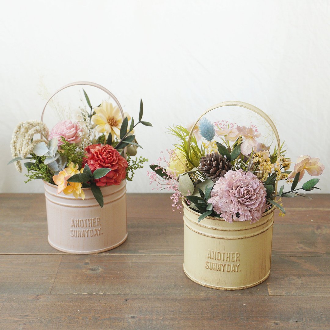 【马口铁系列】zakka 风格仿旧手提花桶 / 谢师礼物 - 干燥花/捧花 - 植物．花 