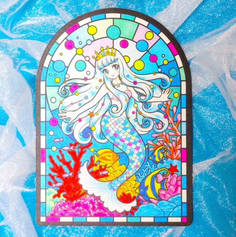 美人鱼造型大尺寸明信片 - 信封/信纸 - 纸 多色