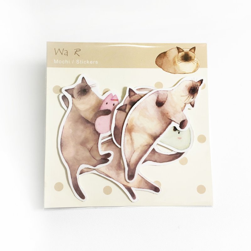 麻糬猫MASU CAT 系列-6入透明贴纸组 - 贴纸 - 塑料 卡其色