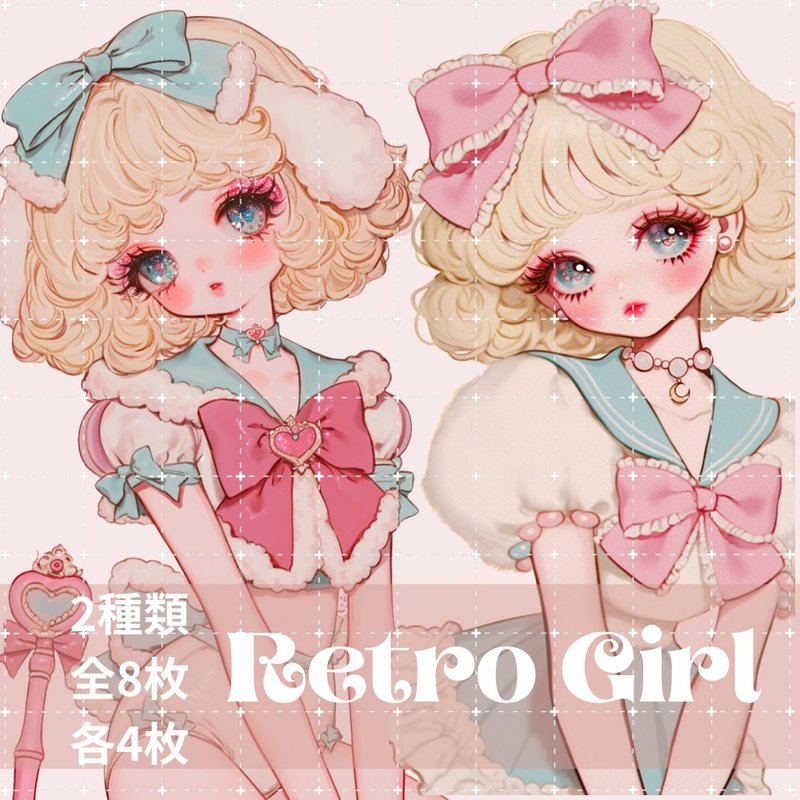 人物贴纸、女孩贴纸、拼贴素材 - 贴纸 - 纸 