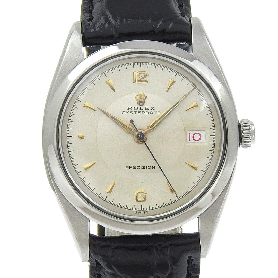 【日本直送】劳力士 ROLEX Precision Oysterdate 手表 21开头 6494 不锈钢 x 压纹皮革 手动上链 白色表盘 男士【二手】 - 女表 - 不锈钢 白色