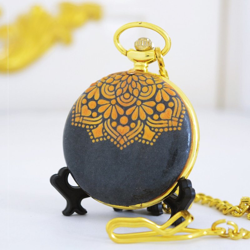 装饰礼品-金蓝曼陀罗艺术设计手绘怀表 - 时钟/闹钟 - 其他金属 蓝色
