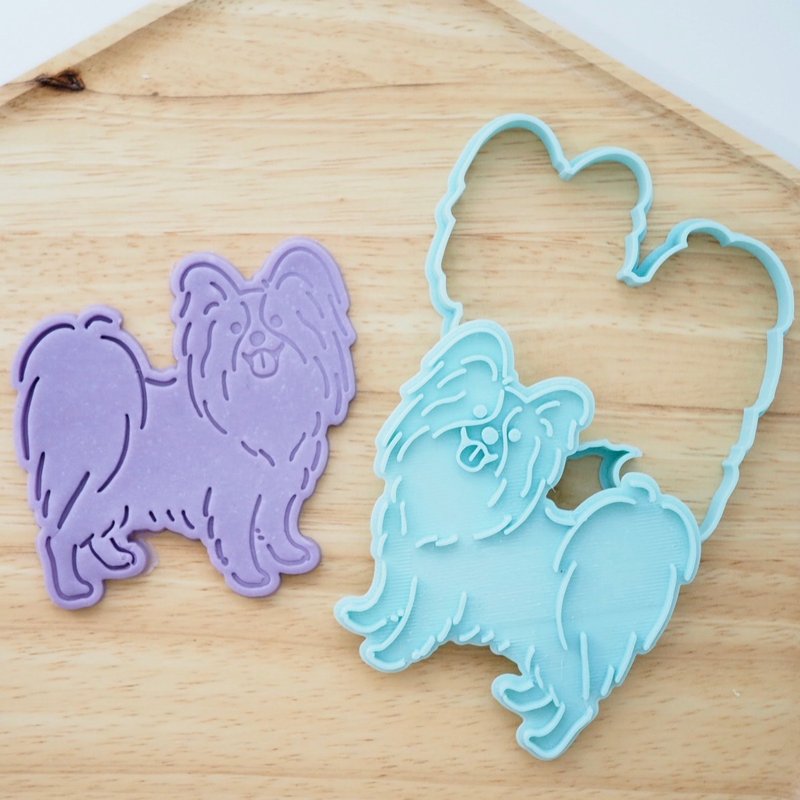 Papillon dog cookie cutter & stamp　whole body　Made by 3d printer - 厨房用具 - 塑料 粉红色