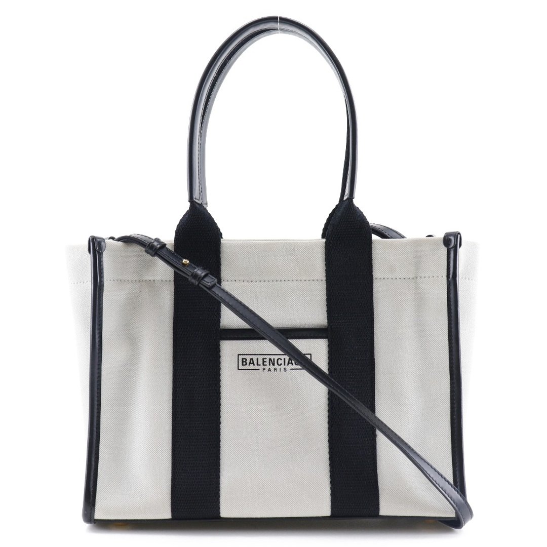【日本直送】BALENCIAGA 巴黎世家 Hardware 托特包 Small 两用肩背包 671402 帆布 黑/白 女性【二手】 - 手提包/手提袋 - 棉 黑色