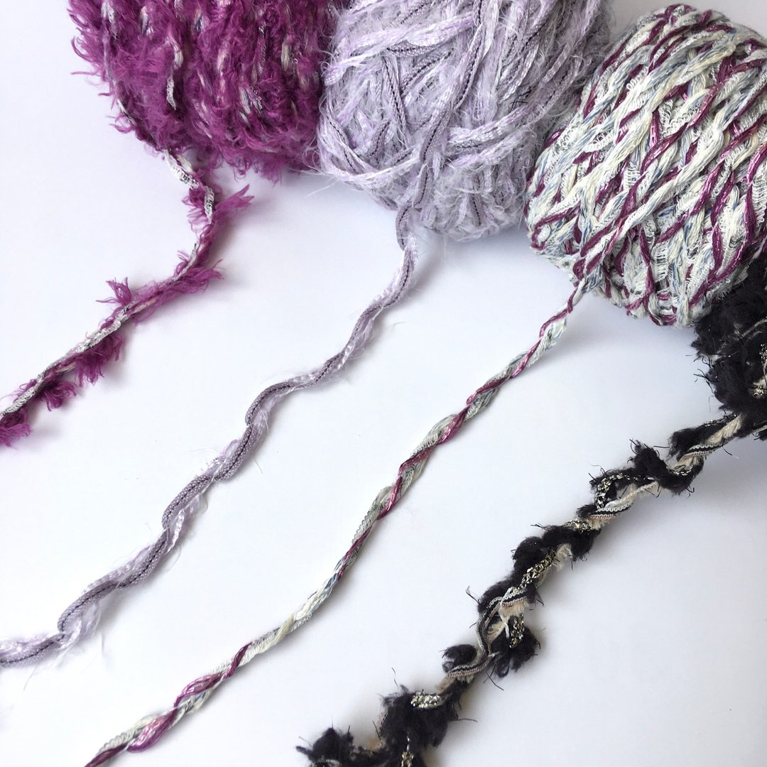 【粒线桔】三股混合纱线-女巫之夜 | 四卷一组260公克/4pcs(260g) - 编织/刺绣/羊毛毡/裁缝 - 其他人造纤维 紫色
